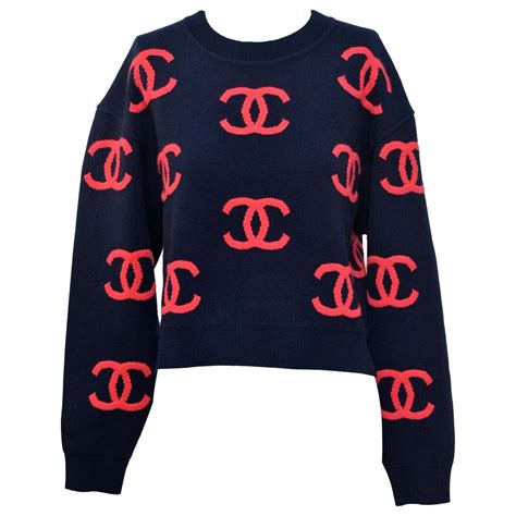 authentic chanel logo sweater|chanel cropped sweater.